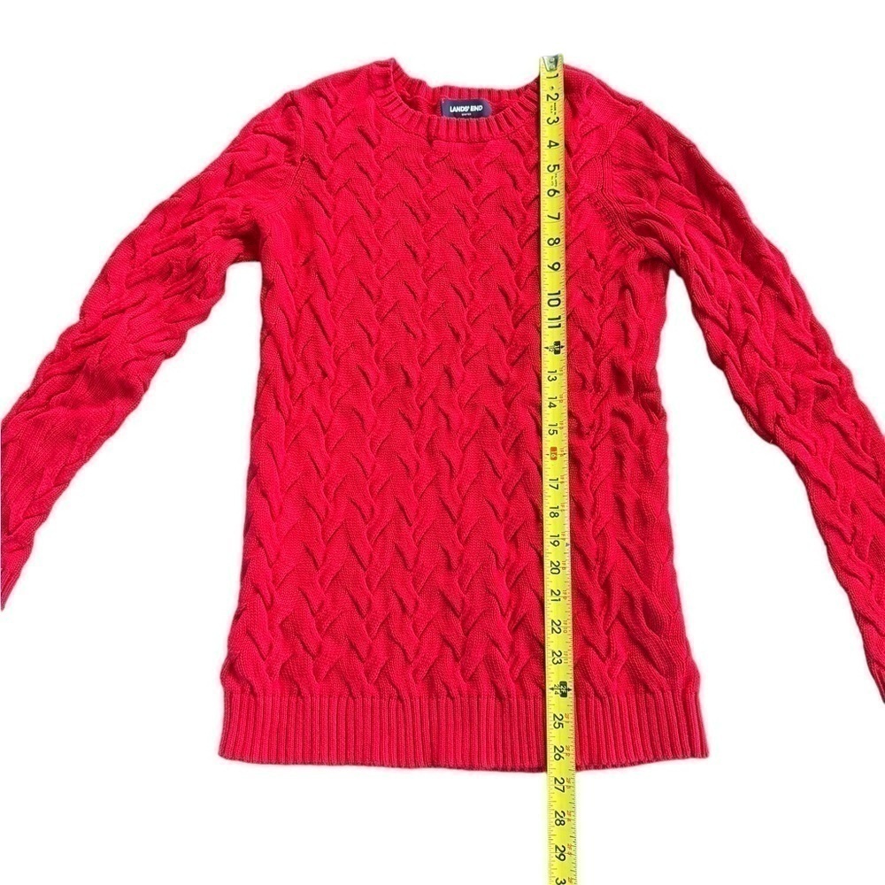 Lands End Cable Knit Sweater 100% Cotton Red Women’s XS - Picture 8 of 12